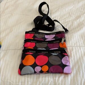 LeSportsac Lightweight Travel Crossbody Bag Multicolor Polka Dot Nylon